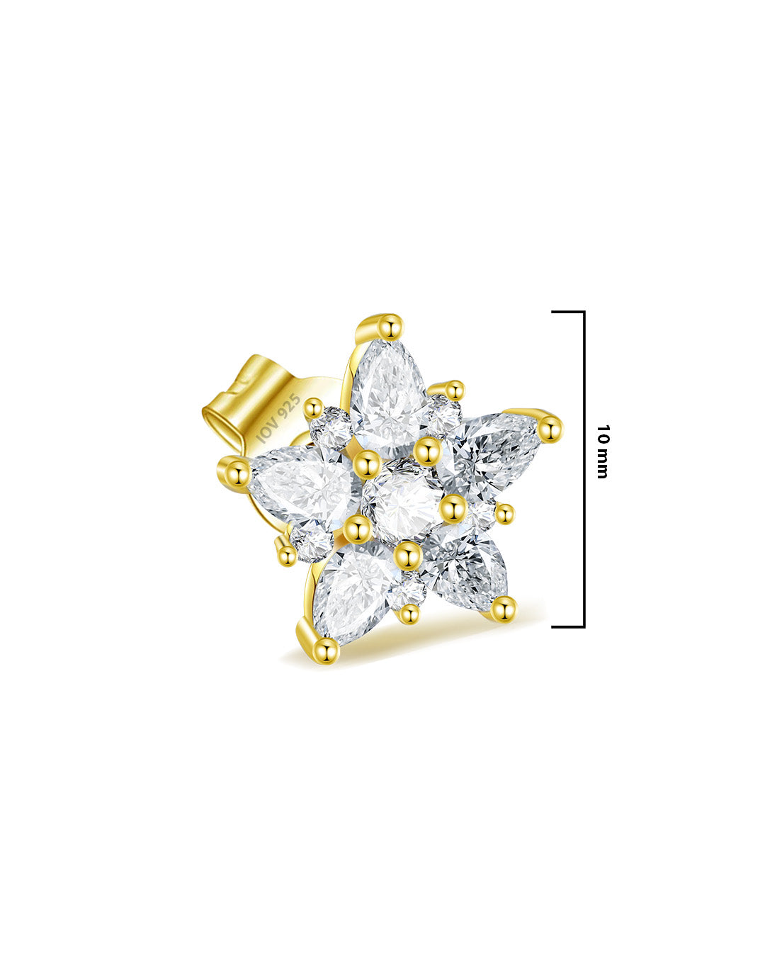 CZ cluster os pear and round stones stud earring.