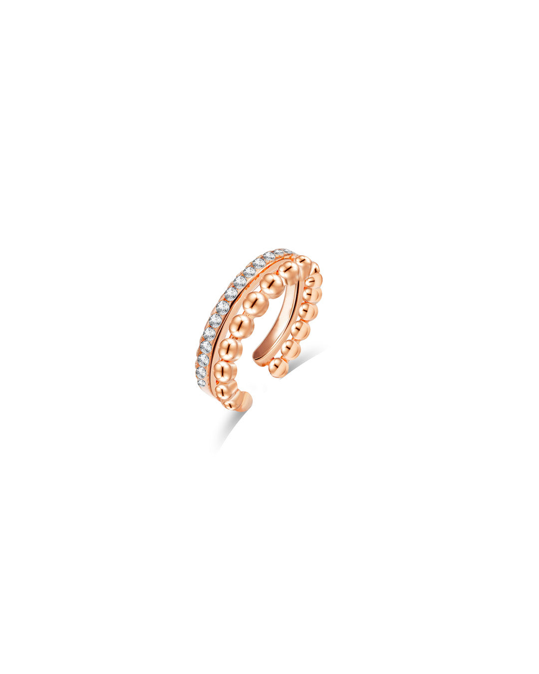 one line CZ and beads earcuff.