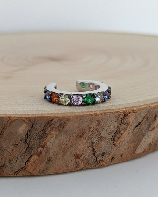 colorful CZ one line ear-cuff