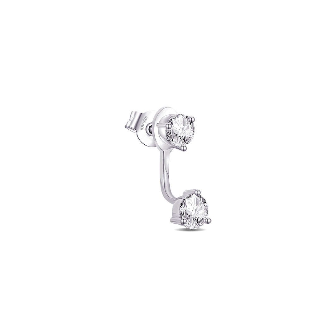 back and front two round stones earring.