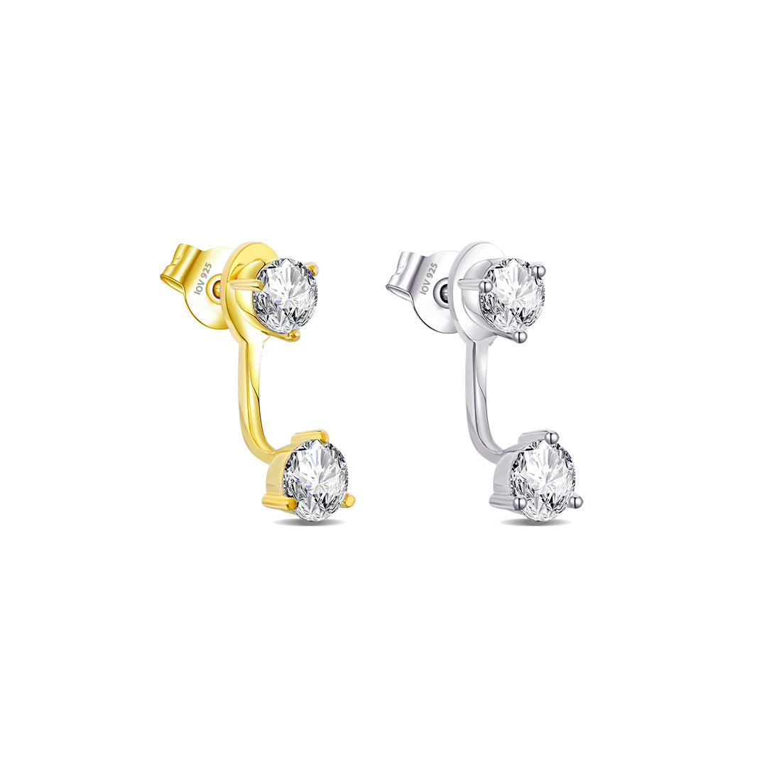 back and front two round stones earring.