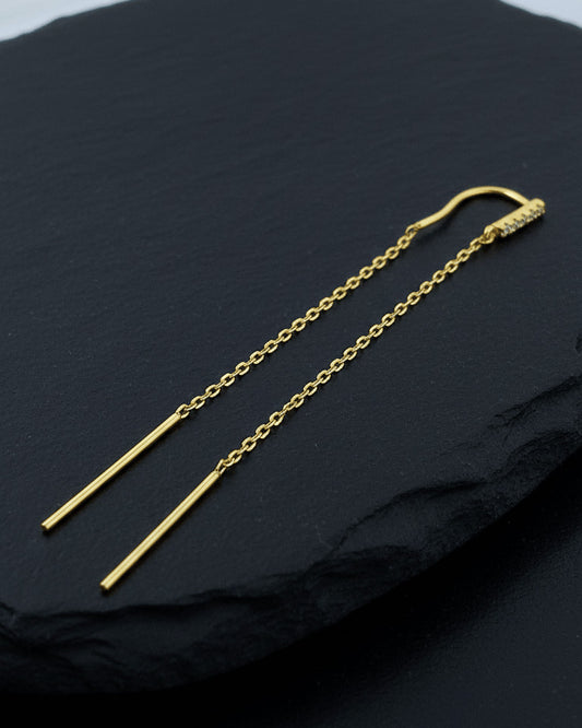 CZ bar threader style earring.
