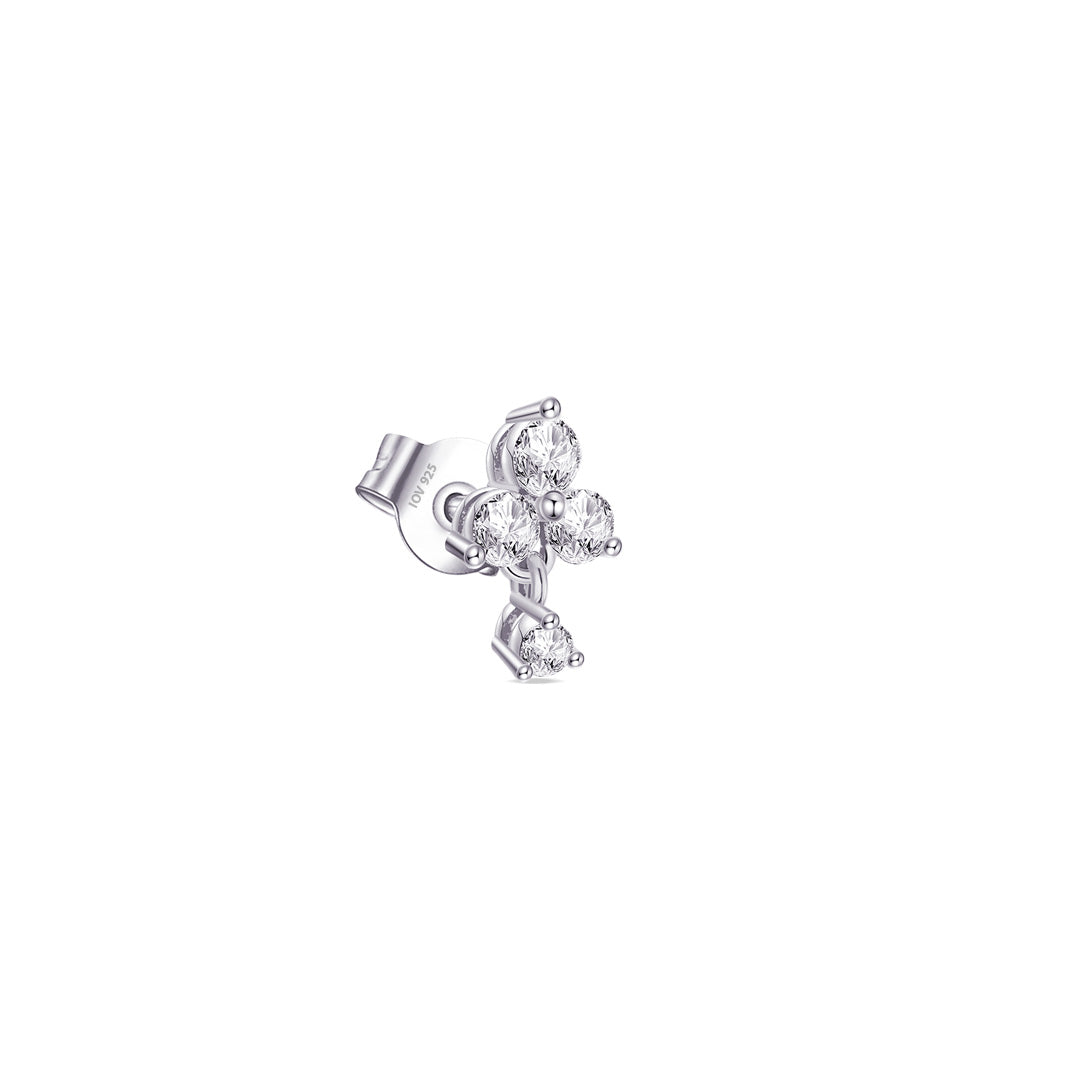 small three round stones with dangling single stone stud earring.