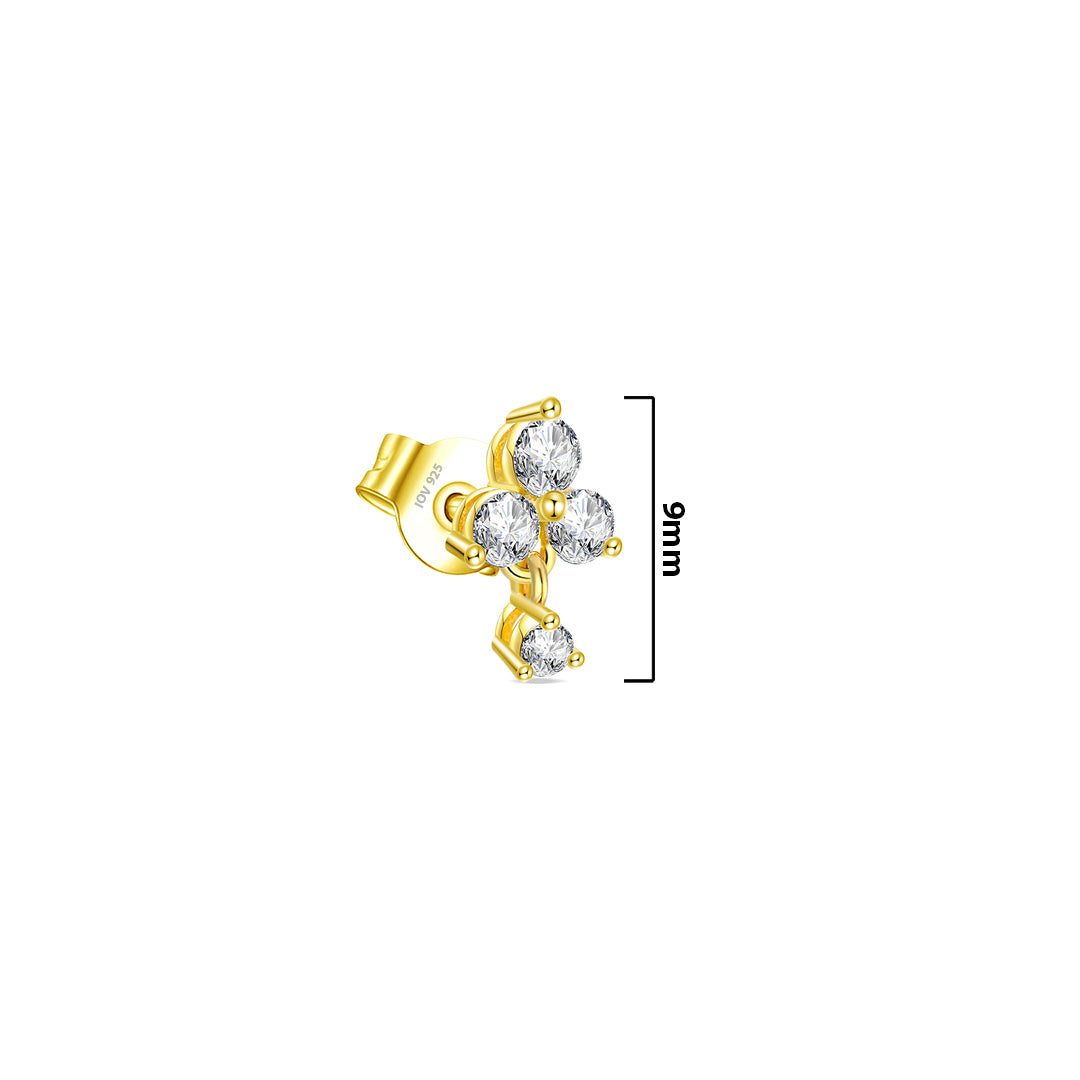 small three round stones with dangling single stone stud earring.
