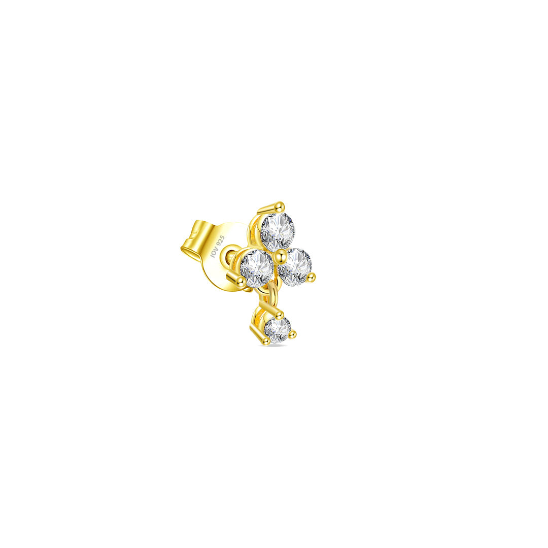 small three round stones with dangling single stone stud earring.