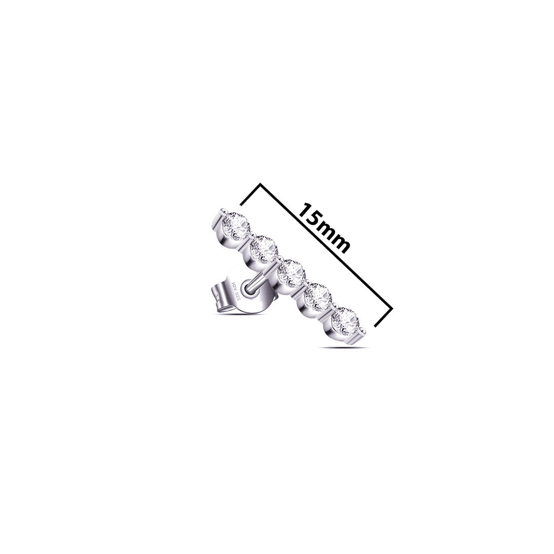 five stones bar stud earring.