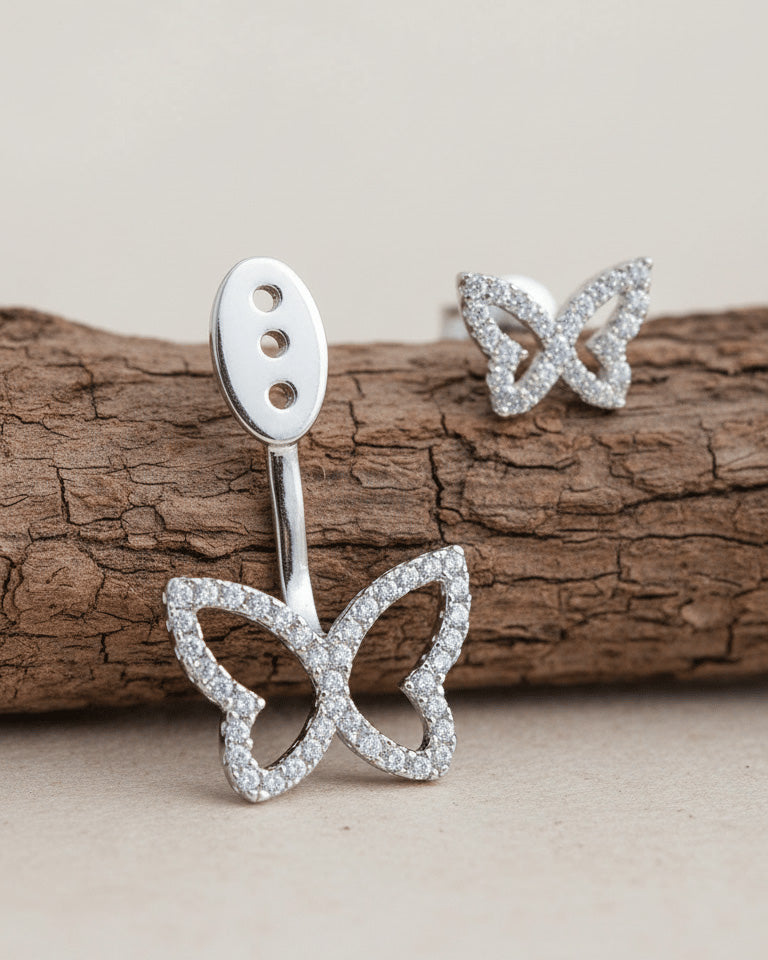 back to front double butterfly earring.