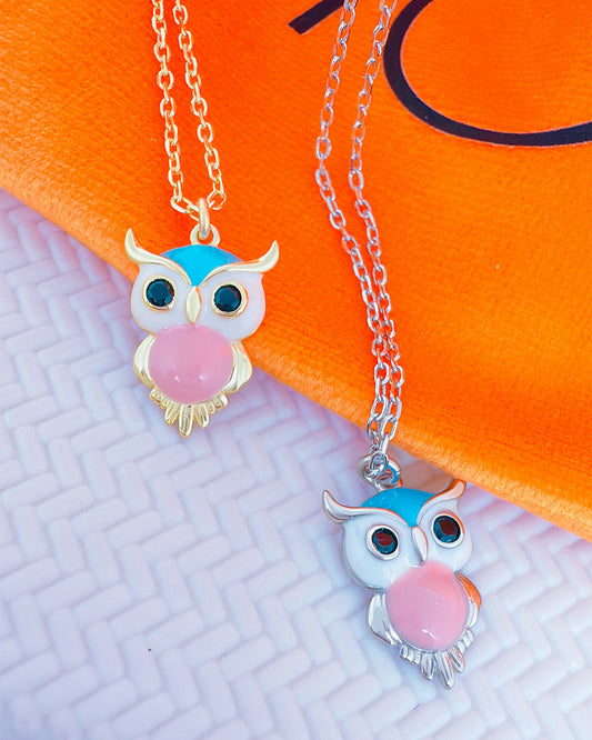 enamel colorful owl necklace.