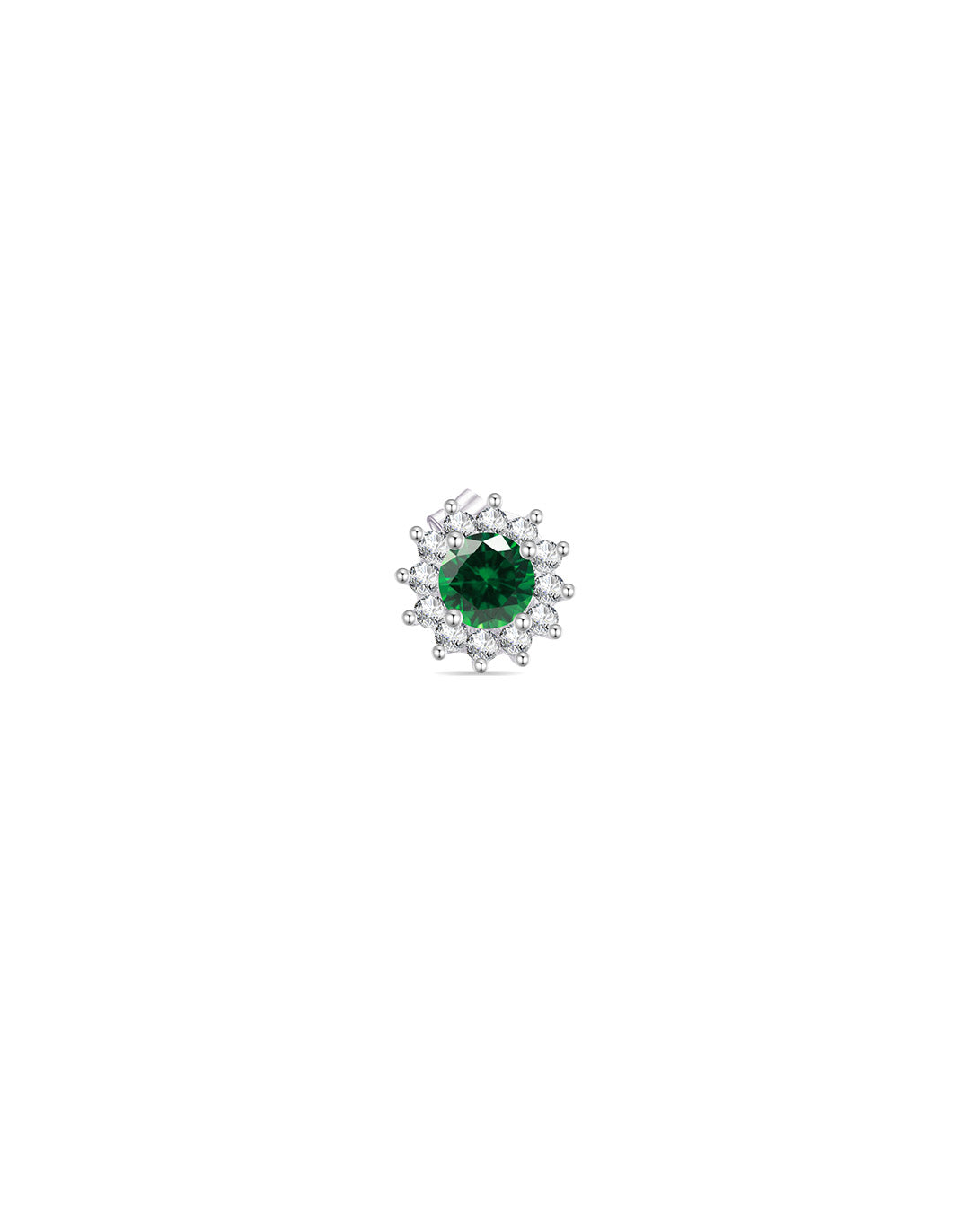 CZ round stone in a halo setting stud earrings.