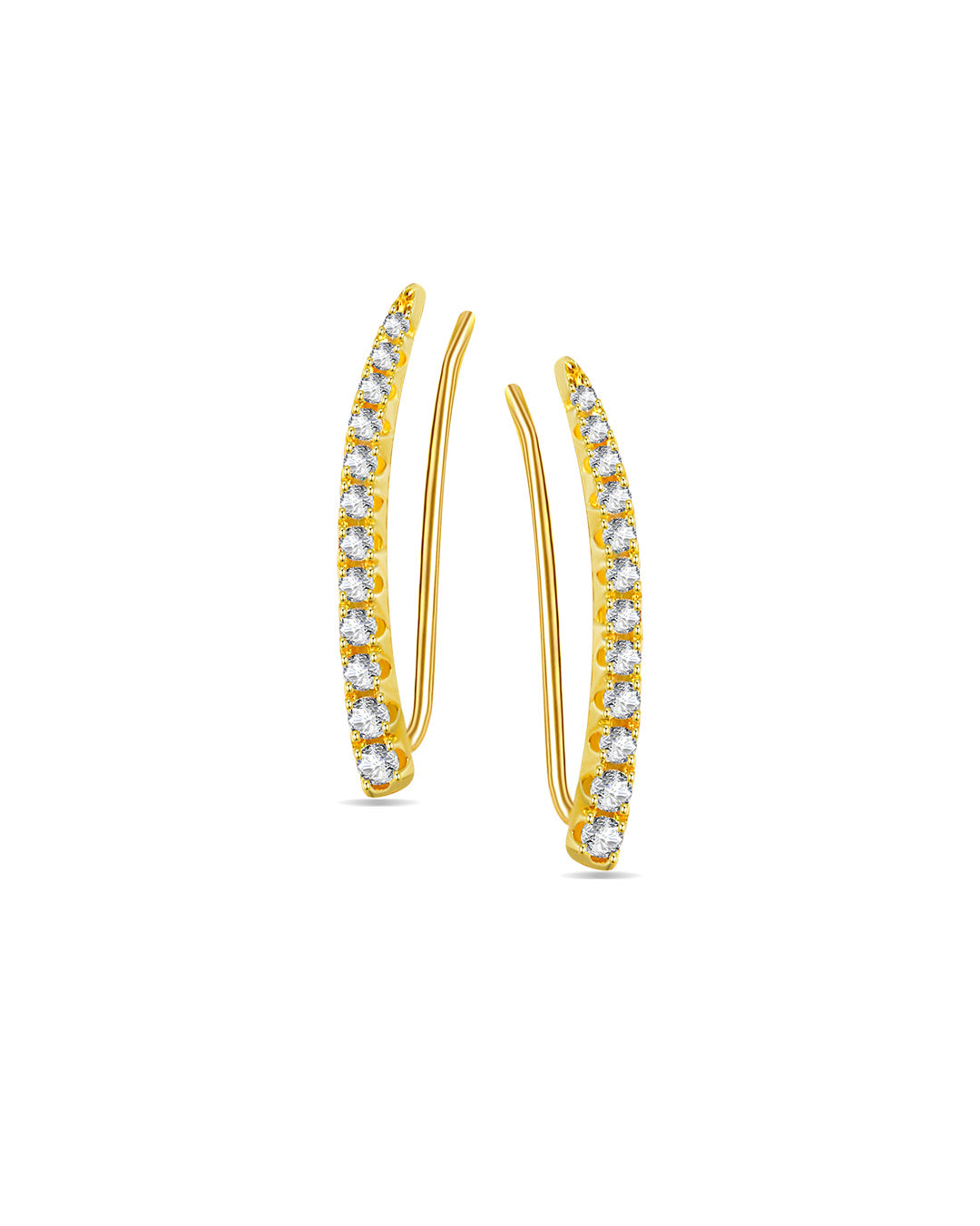 CZ crawler graduated round stones earrings.