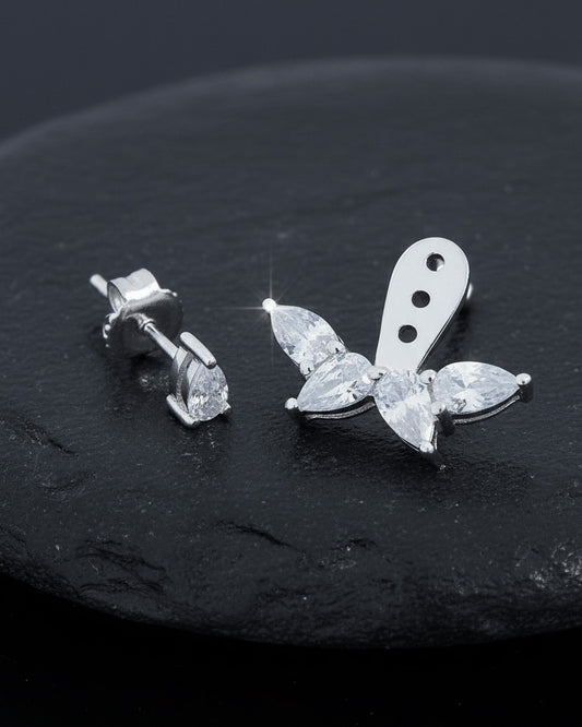 Back and front pear shape stones earring.