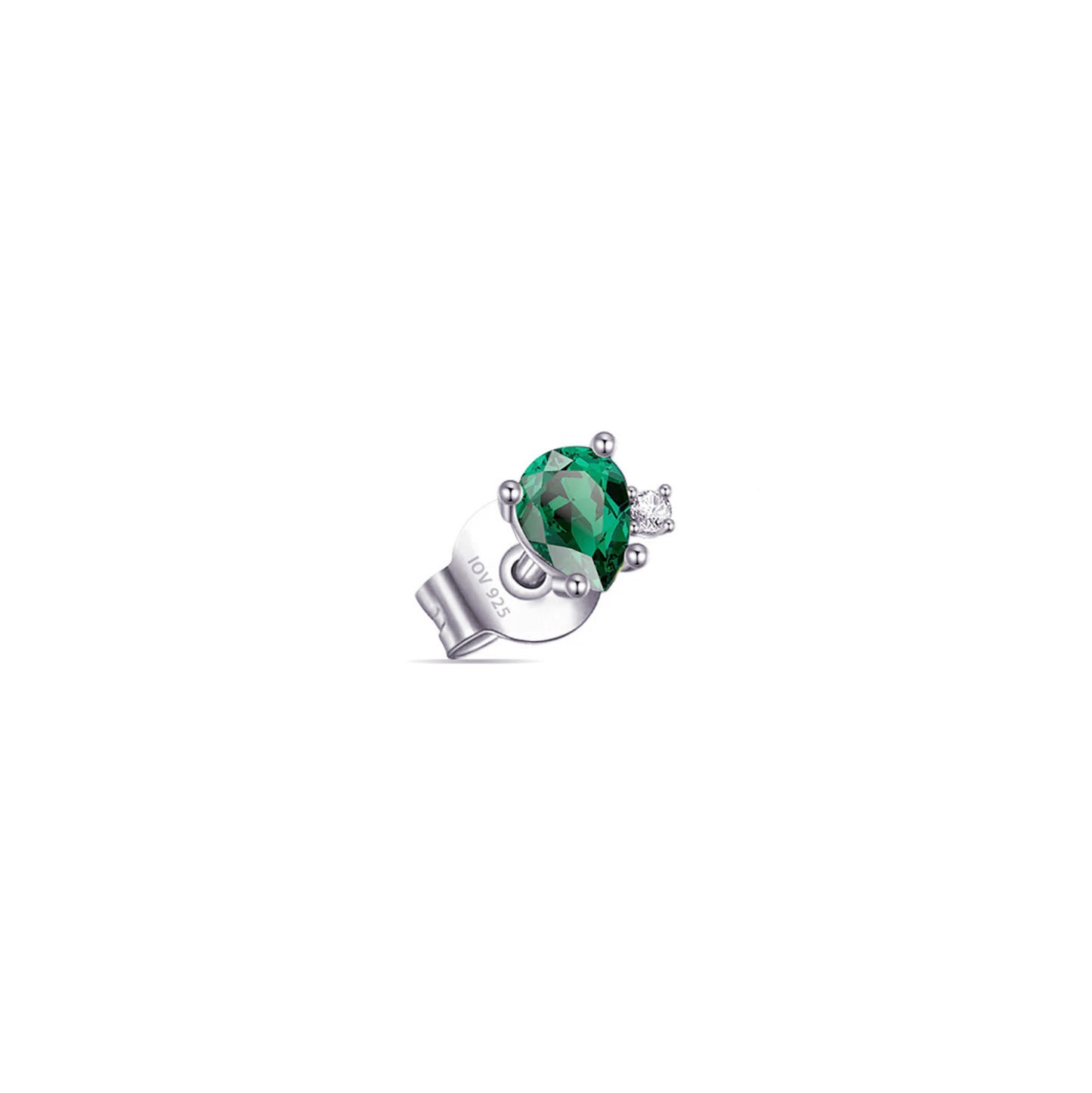 4 mm emerald color pear shape with tiny round stone stud earring.