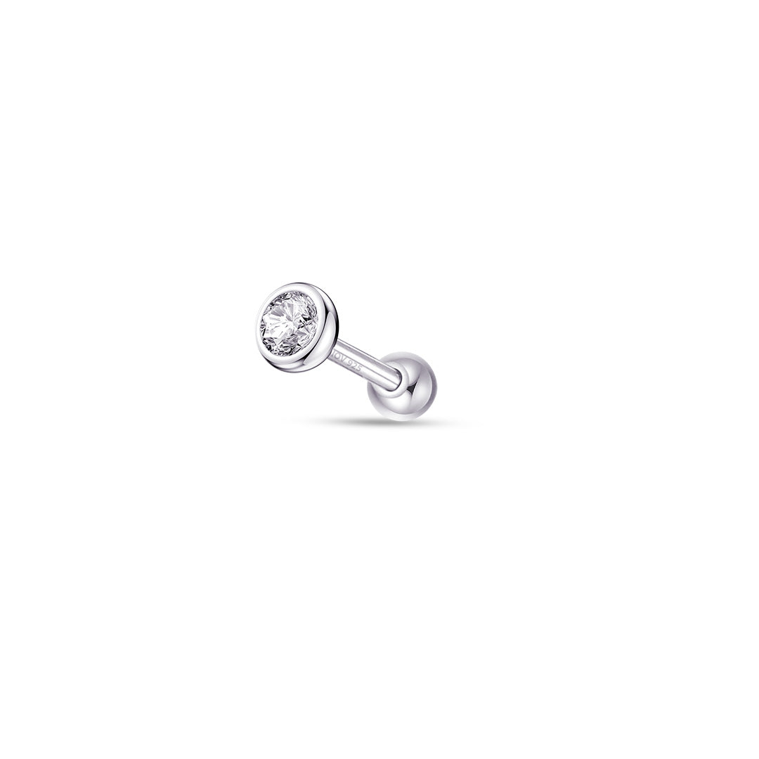 CZ in bezel setting ballback piercing.