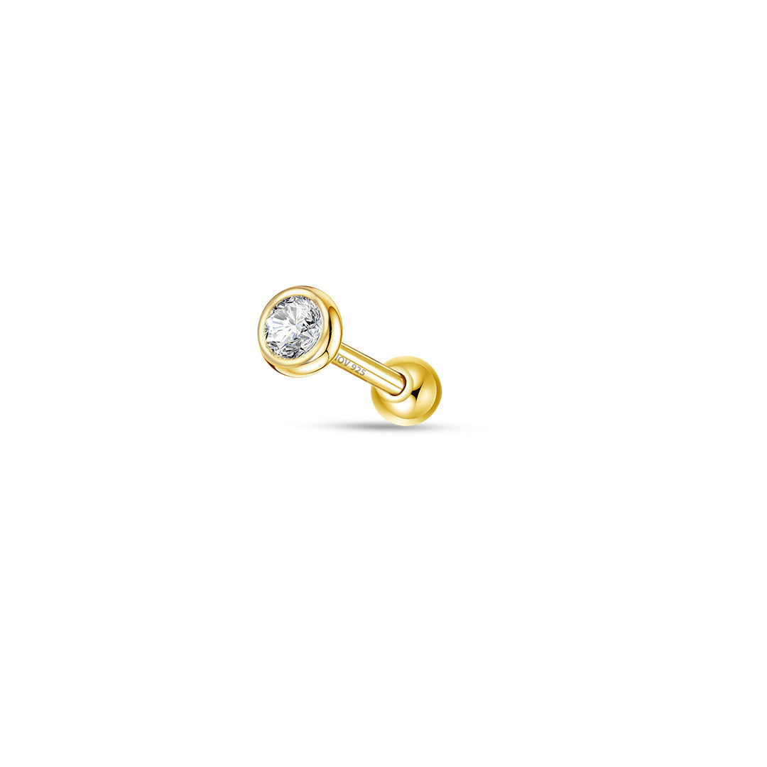 CZ in bezel setting ballback piercing.