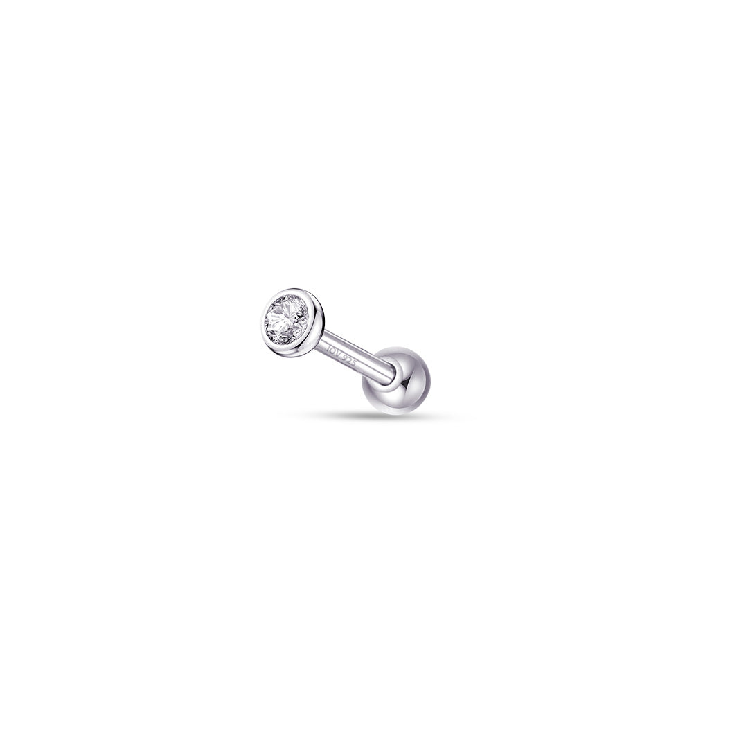 CZ in bezel setting ballback piercing.