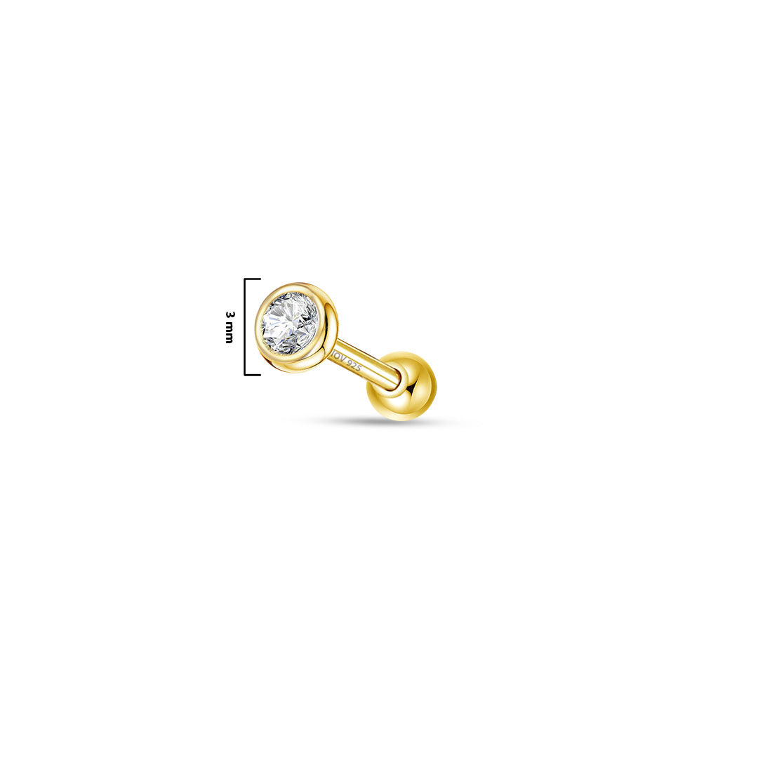 CZ in bezel setting ballback piercing.