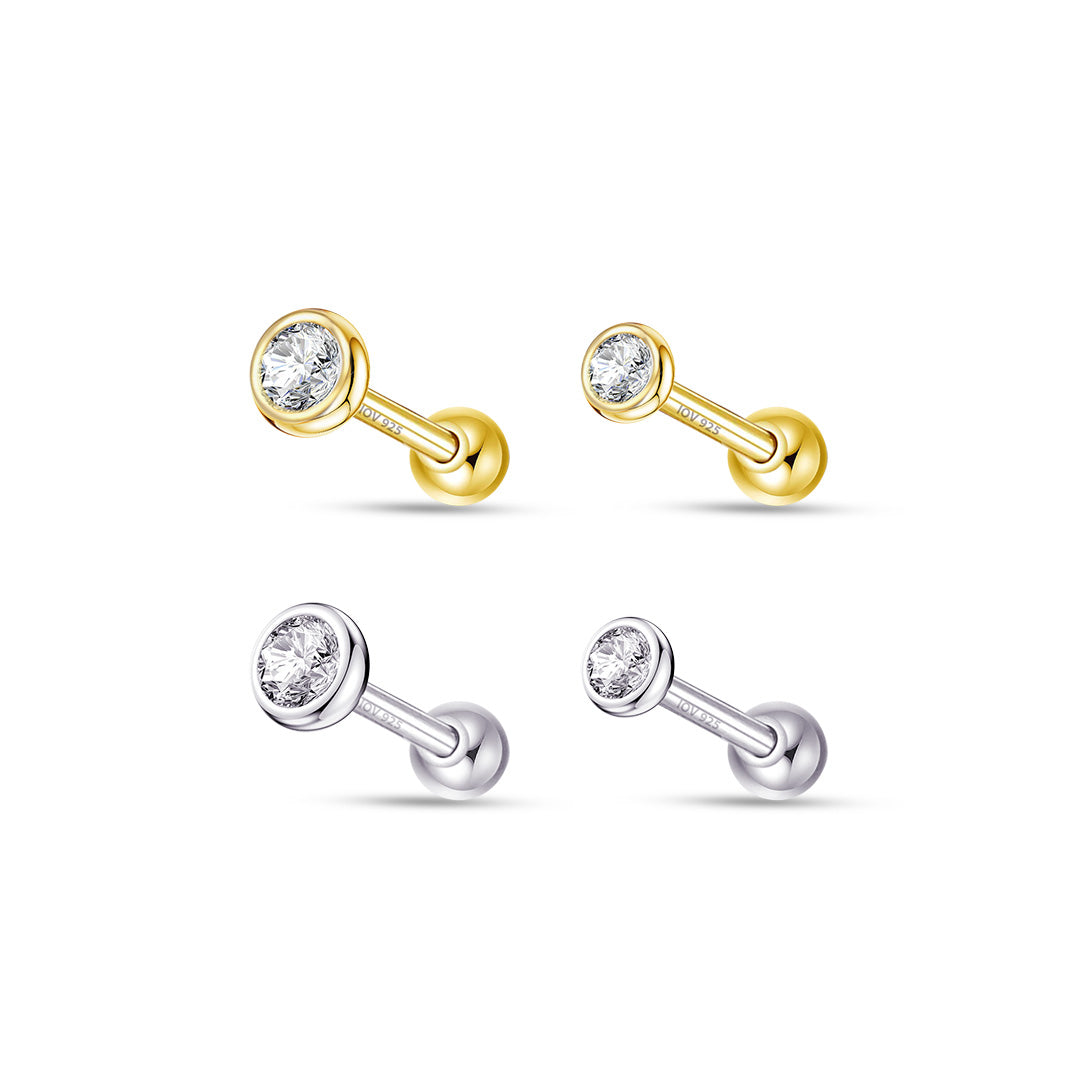 CZ in bezel setting ballback piercing.