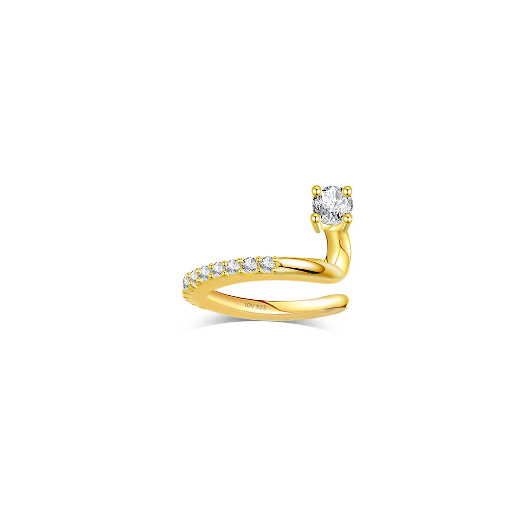 one line all-round CZ earcuff with one bigger round stone.