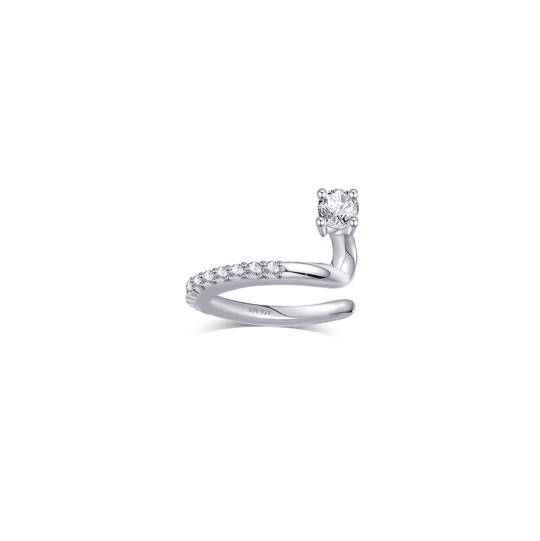 one line all-round CZ earcuff with one bigger round stone.