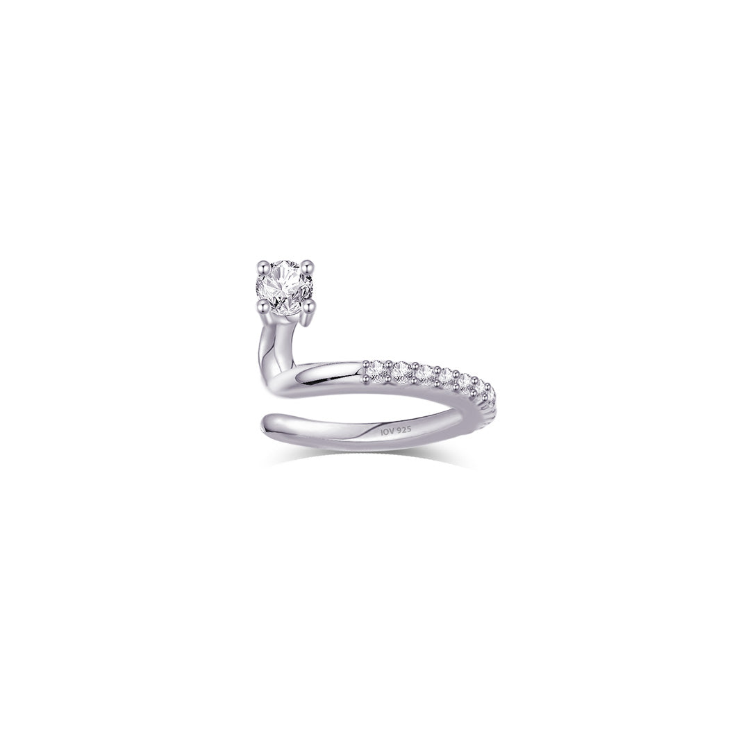 one line all-round CZ earcuff with one bigger round stone.