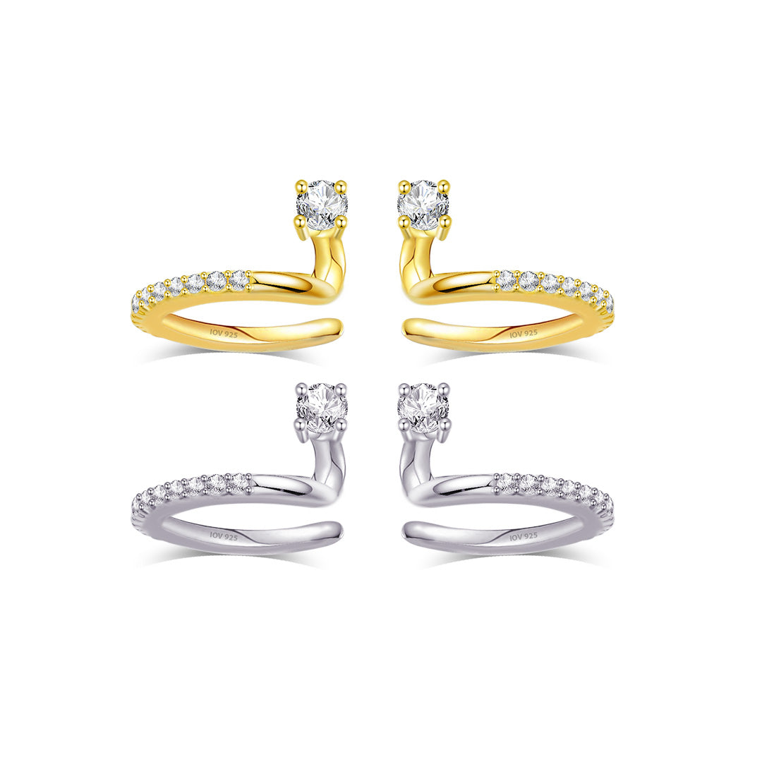 one line all-round CZ earcuff with one bigger round stone.