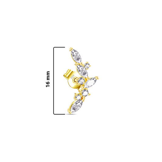 curved marquise and round stones stud earring.
