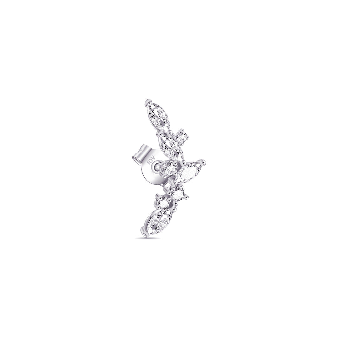curved marquise and round stones stud earring.