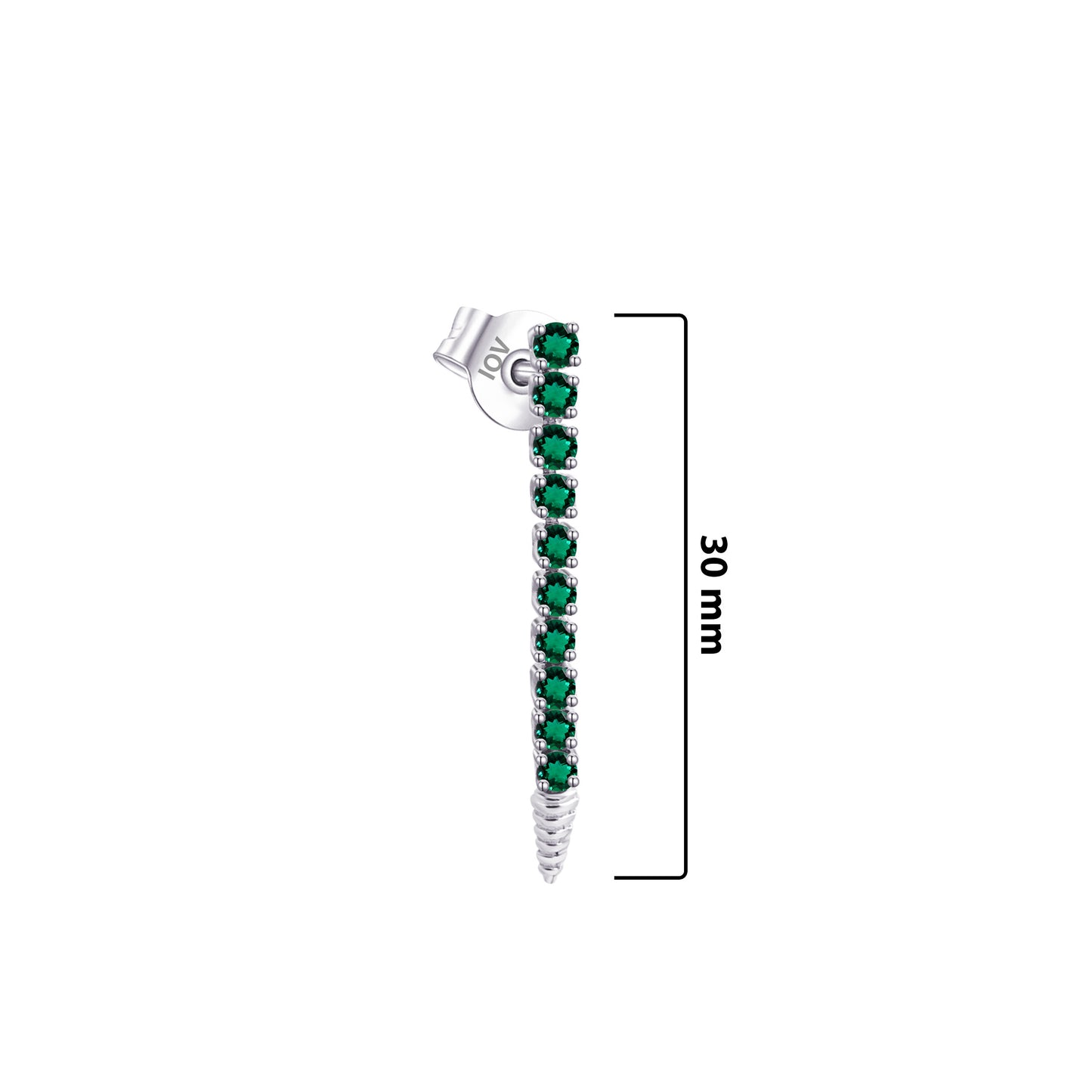 one line emerald and sapphire color stud earring.