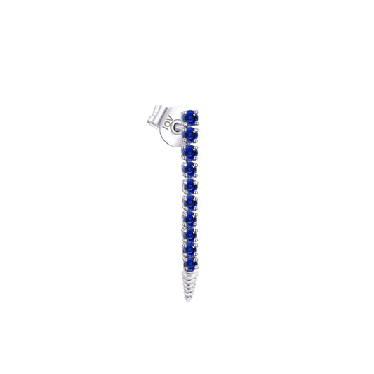 one line emerald and sapphire color stud earring.