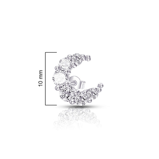 CZ crescent shape stud earring.