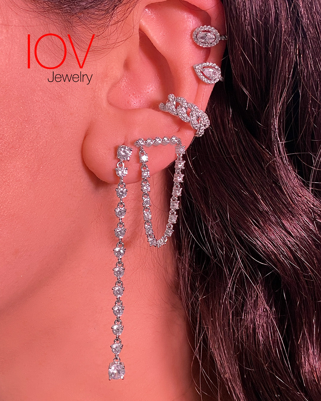 CZ bar loop earring.