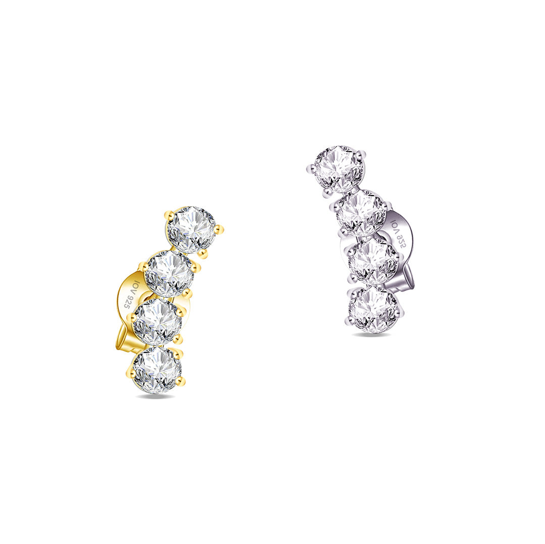 curved four stones stud earring.