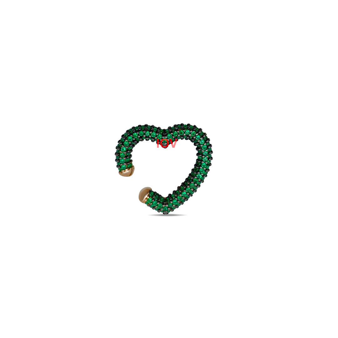 heart shape emerald and ruby earcuffs.