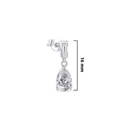CZ taper shape with dangling pear shape stud earring.