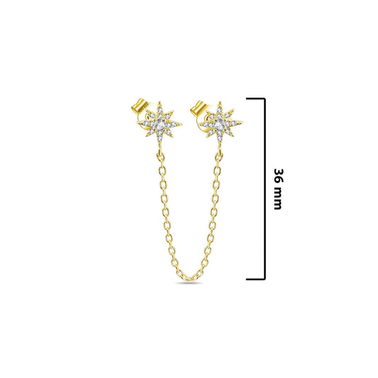 double star chain-linked stud earring.