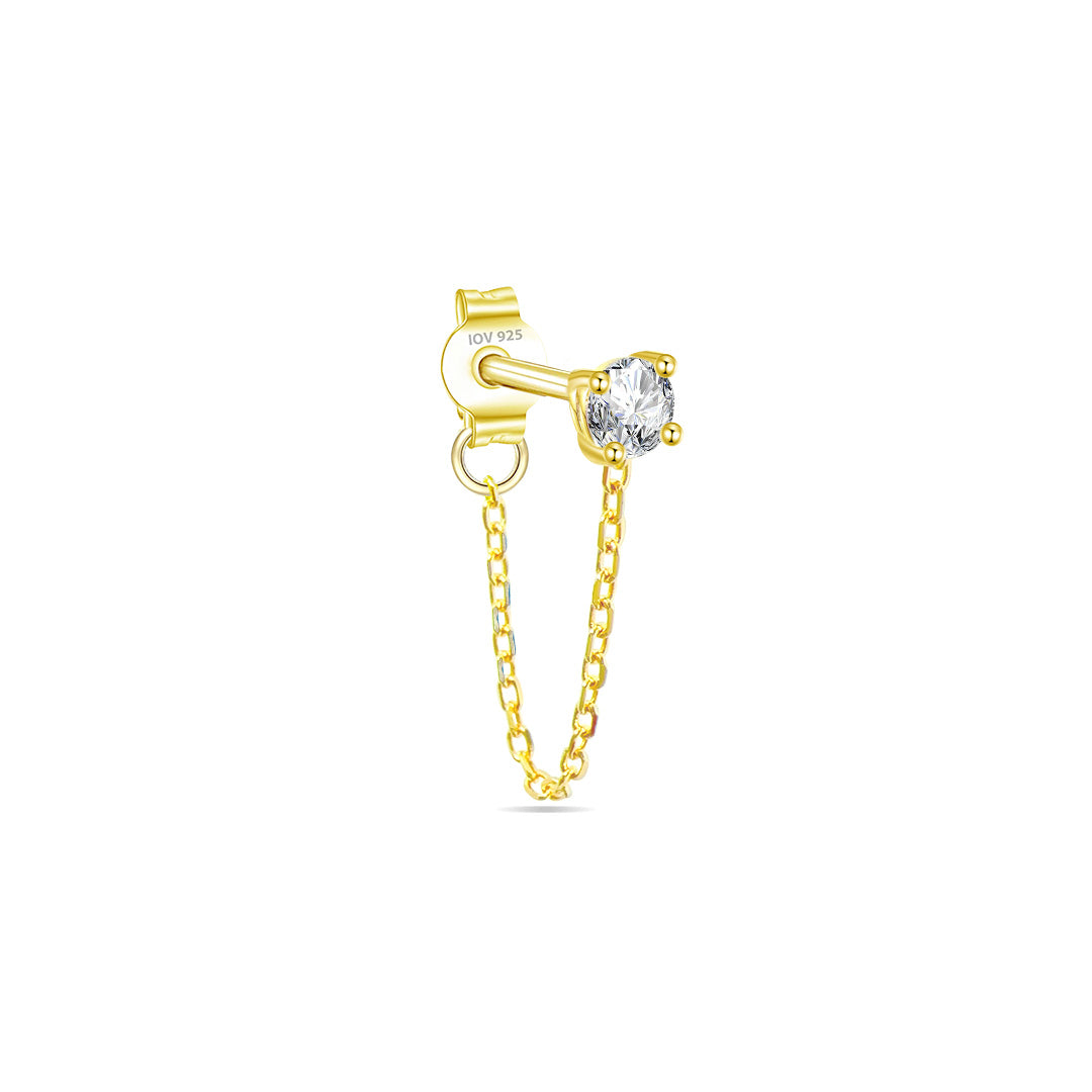 single stud CZ stone with back dangling chain.