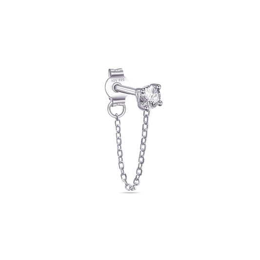 single stud CZ stone with back dangling chain.