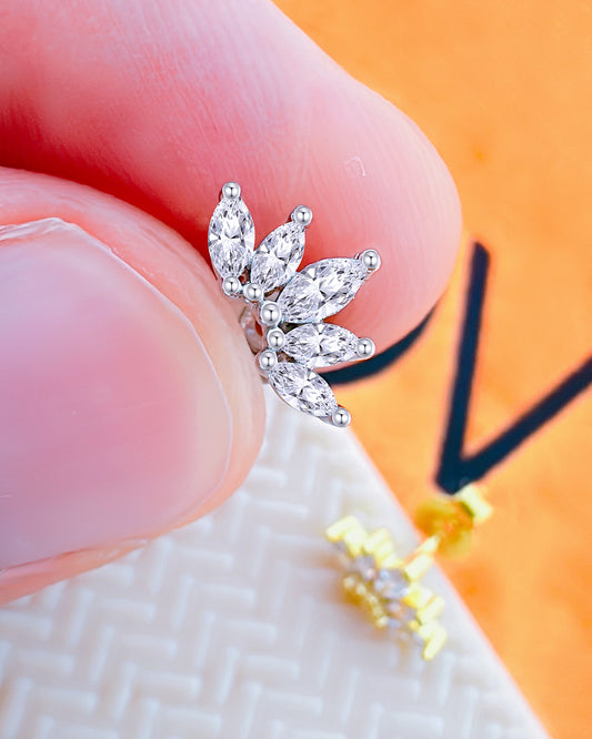 CZ graduated marquise Tiara shape stud earring.