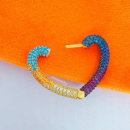 multi-colored hear shape earring.