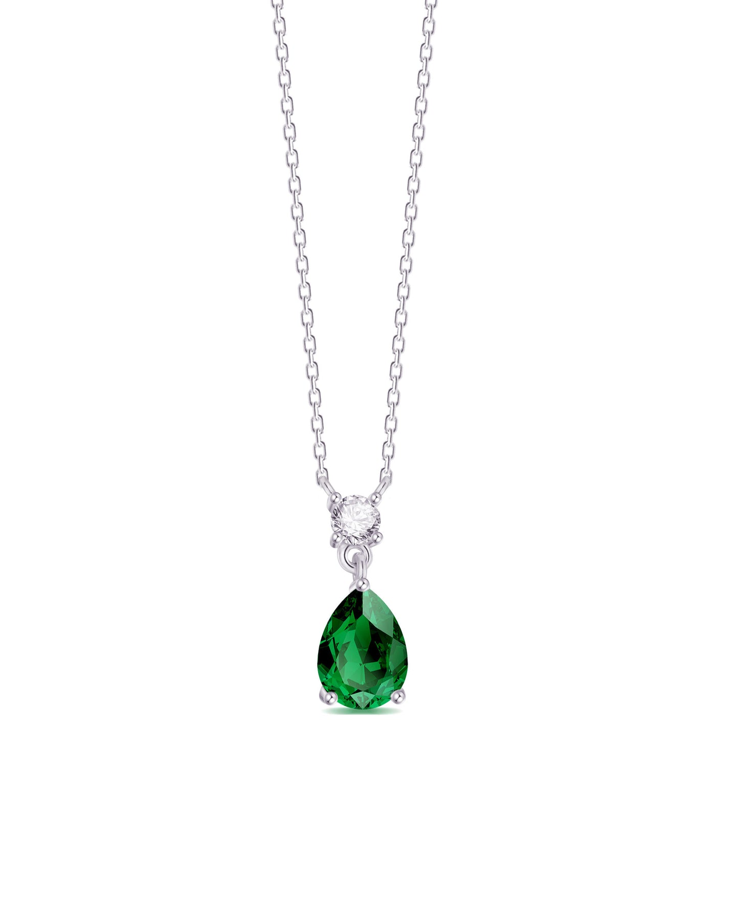 round and tear drop CZ shapes necklace.