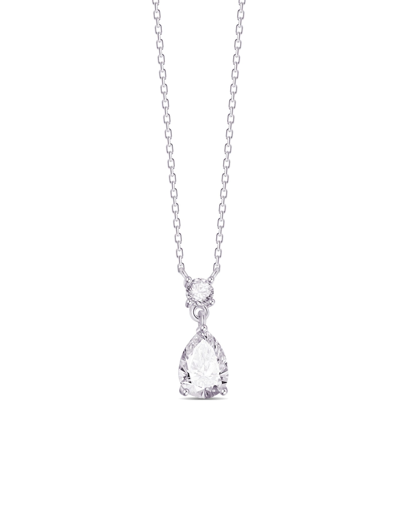 round and tear drop CZ shapes necklace.