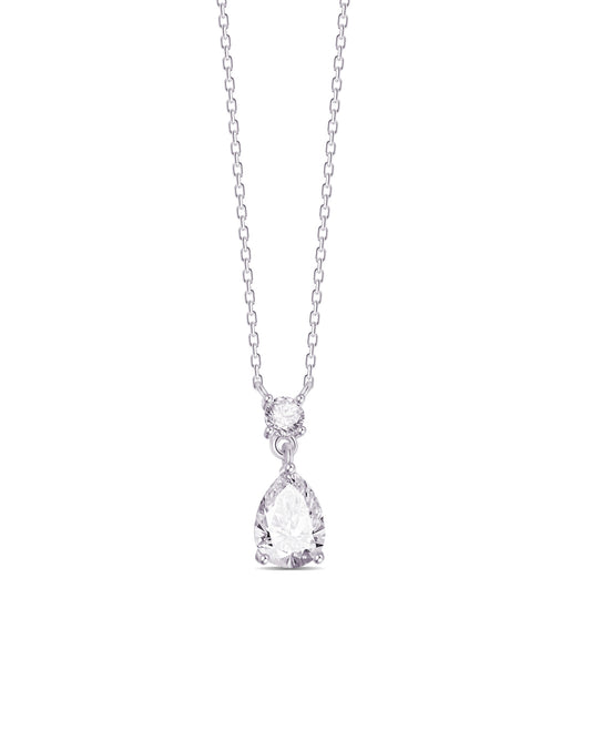 round and tear drop CZ shapes necklace.