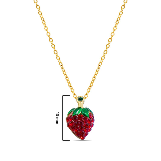 strawberry shape golden necklace.