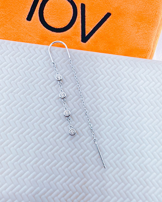 colored CZ bezel setting threader earrings.