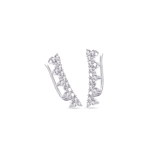 one line of three stones climber earrings.