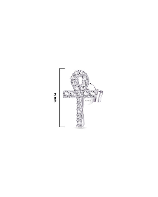 CZ Pharaonic key of life sign stud earring.
