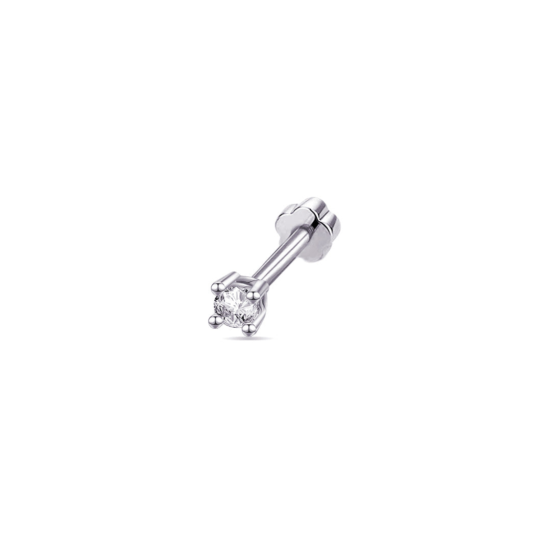 2 mm round stone flat back earring.