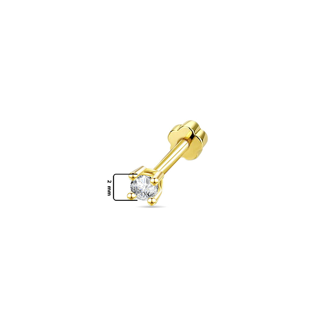 2 mm round stone flat back earring.