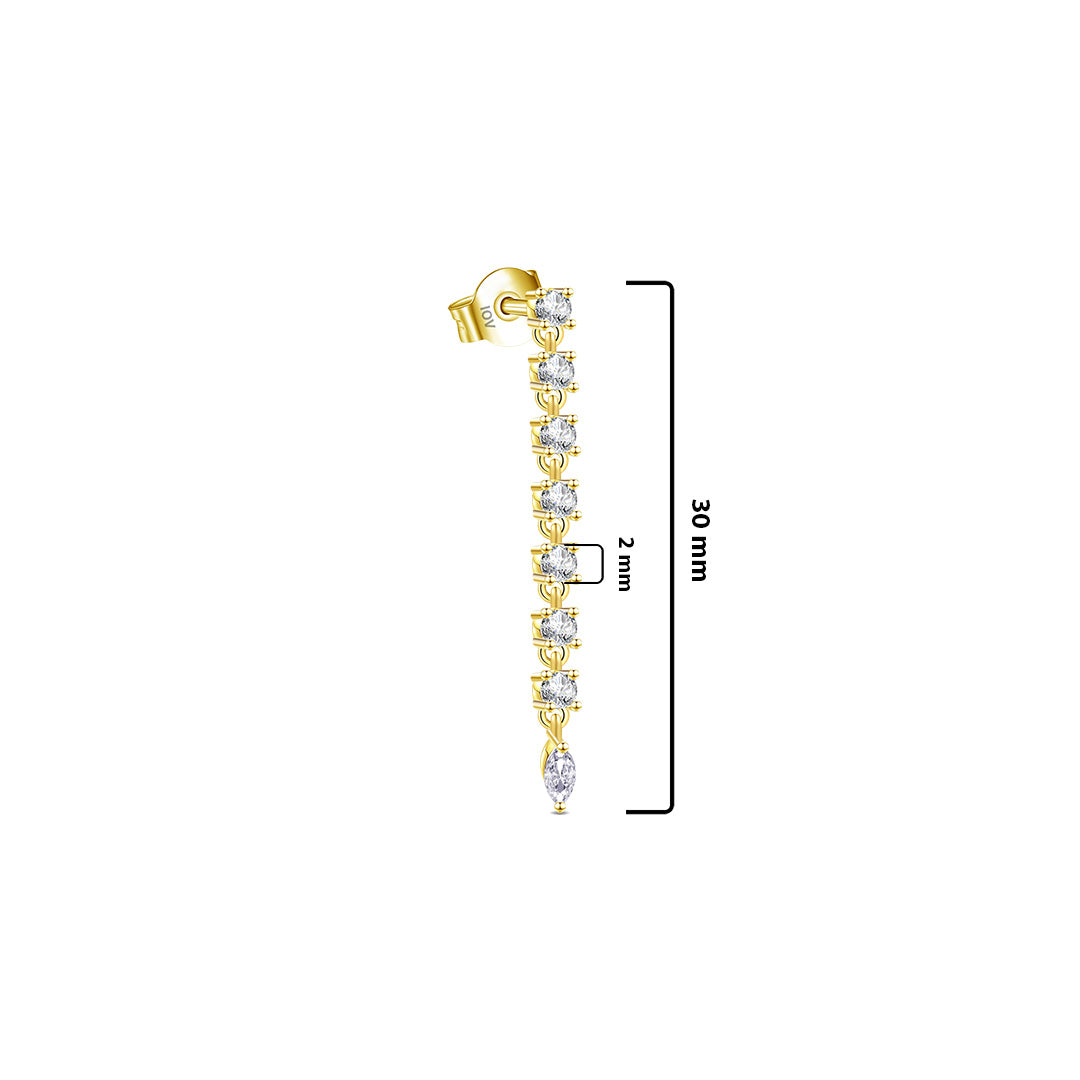 one line of 2mm round stones with final marquise stone stud earring.