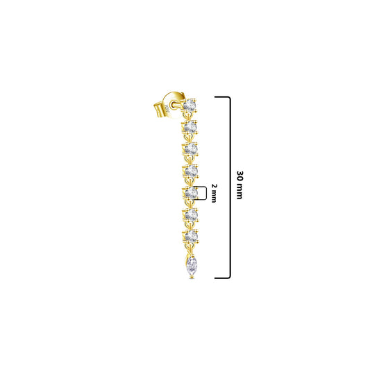 one line of 2mm round stones with final marquise stone stud earring.